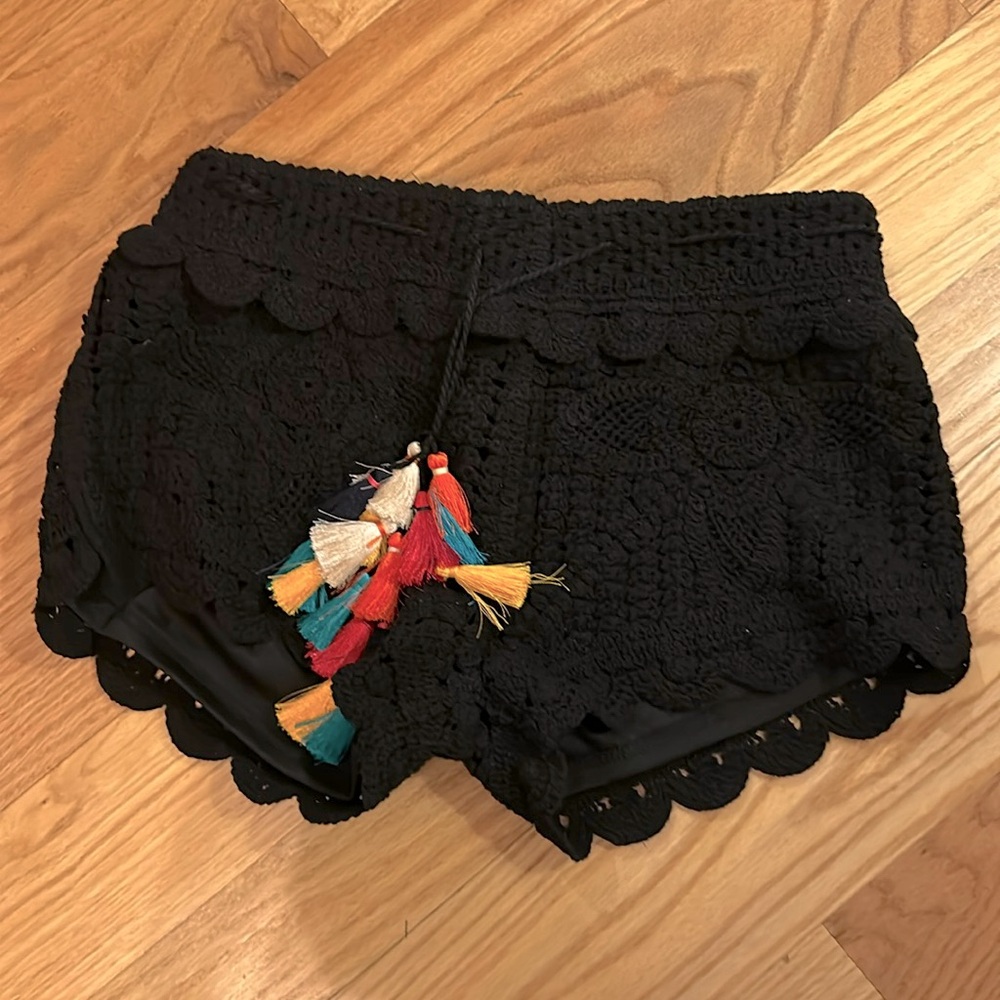 Brand new black, crochet shorts, surf gypsy